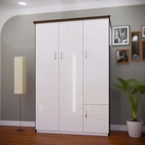 Tủ nhựa HĐ-QA126 - 3 cánh không ngăn kéo, 1 cánh nhỏ, khung óc chó cánh trắng