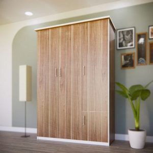 Tủ nhựa HĐ-QA126 - 3 cánh không ngăn kéo, 1 cánh nhỏ, màu gỗ xoan