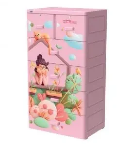Alternative view of Tủ nhựa Duy Tân Mina 5 tầng 6 ngăn kéo Hồng - Trắng - Dương - Kem nhiều họa tiết