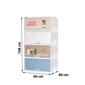 Tủ nhựa Nanaby Duy Tân 4 ngăn nhiều màu hình gấu