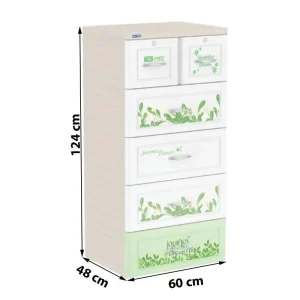 Tủ nhựa cho bé Duy Tân Tabi 5 tầng màu trắng hoa cải