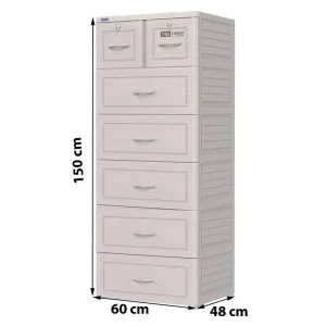 Tủ nhựa quần áo Duy Tân Tabi 6 tầng Màu Xám Vân gỗ