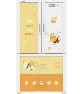 Tủ nhựa quần áo Duy Tân Wing 2 cánh 2 ngăn kéo Màu Trắng - Kem - Hồng kèm họa tiết