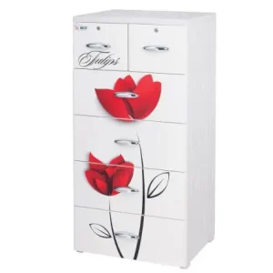 Tủ nhựa trẻ em 5 tầng Đại Đồng Tiến cao cấp Nice T1220 Hoa Tulip đỏ