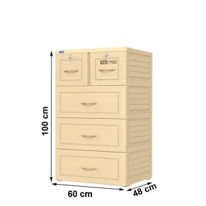 Tủ nhựa trẻ em Duy Tân Tabi 4 tầng Màu Kem Vân Gỗ