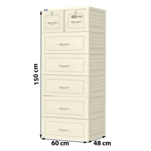 Tủ nhựa trẻ em Duy Tân Tabi 6 tầng 7 ngăn kéo Màu Trắng Vân gỗ
