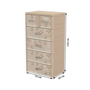 Tủ nhựa trẻ em Duy Tân Tabi L 5 tầng 6 ngăn in hình hoa gỗ nâu