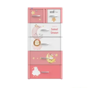 Tủ nhựa trẻ em Duy Tân Tabi L 5 tầng màu hồng