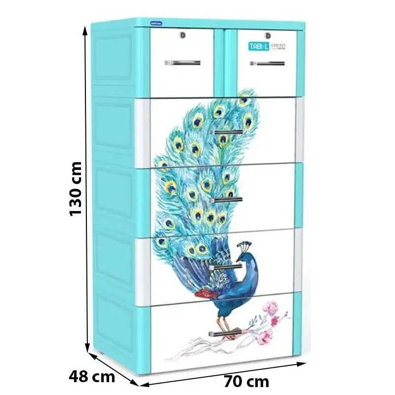 Tủ nhựa trẻ em Tabi-L 5 tầng xanh dương con công