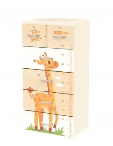 Tủ nhựa trẻ sơ sinh Mina 5 tầng Hồng Khủng Long - Xanh Lá gấu trúc - Kem Hươu cao cổ