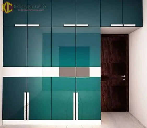 Tủ quần áo 4 cánh 1 hốc âm tường gỗ nhựa đặc Picomat tráng gương acrylic PMC10