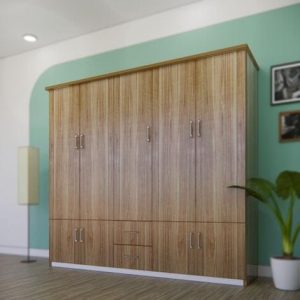 Tủ HĐ-QA205 - 2 ngăn kéo giữa,2 cánh nhỏ 2 bên màu gỗ xoan
