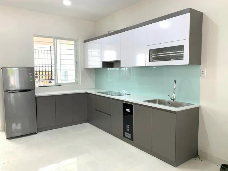 Tủ bếp nhựa Vincoplast chữ L tối giản HĐ - TBV04