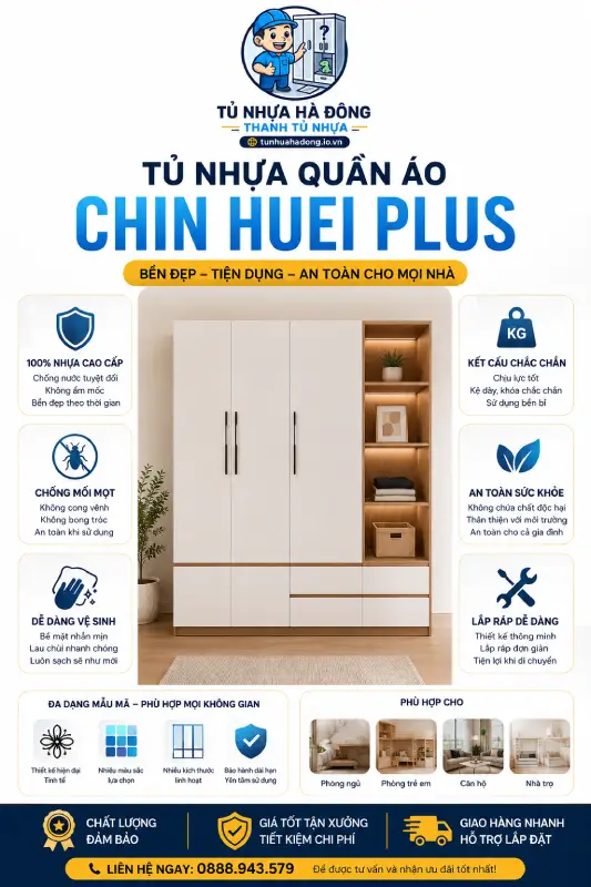 Tủ nhựa quần áo Chin Huei 2.0 plus