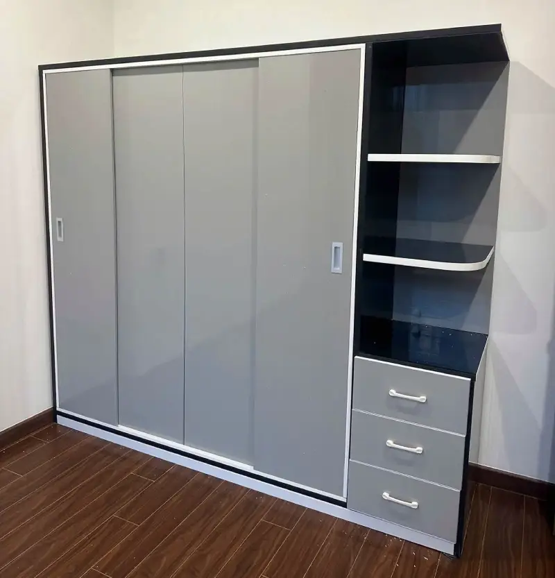 Tủ quần áo 4 cánh lùa kèm 1 kệ nhựa Đài Loan Chin Huei HĐ–TA409