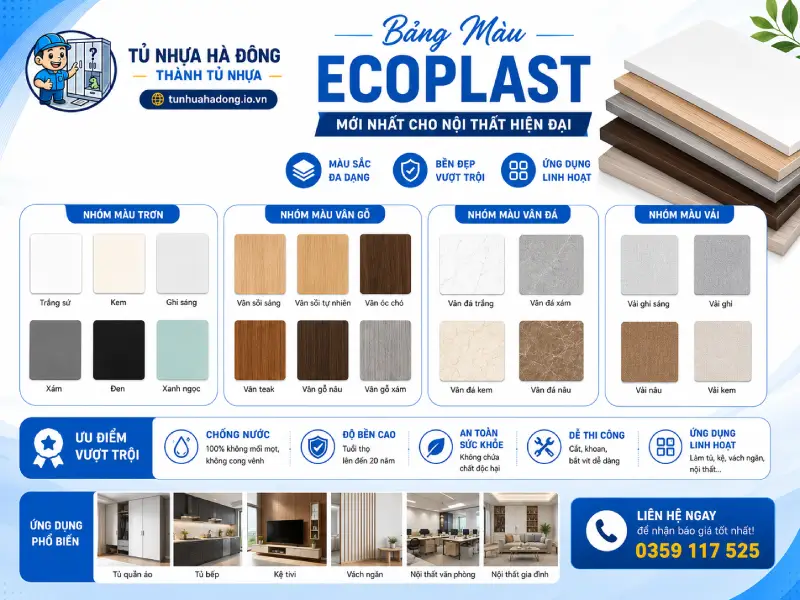 Bảng Màu Tấm Nhựa Ecoplast Mới Nhất Cho Nội Thất Hiện Đại