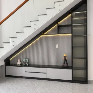 Mẫu tủ gầm cầu thang phòng khách bằng nhựa HĐ-TCT09