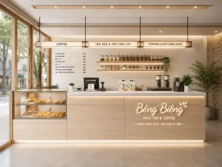 Quầy pha chế cafe chữ I nhựa Ecoplast HĐ-QPC03