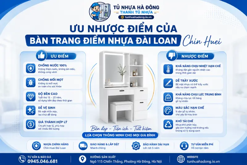 Ưu nhược điểm của bàn trang điểm nhựa Đài Loan Chin Huei